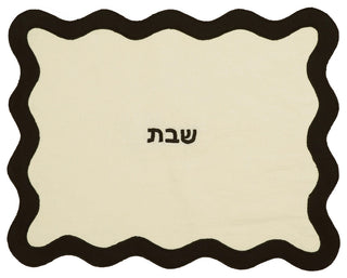 TOV Wavy Challah Cover, Cream & Black, Wavy