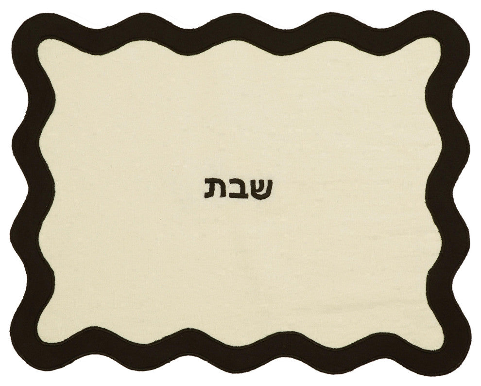 TOV Wavy Challah Cover, Cream & Black, Wavy