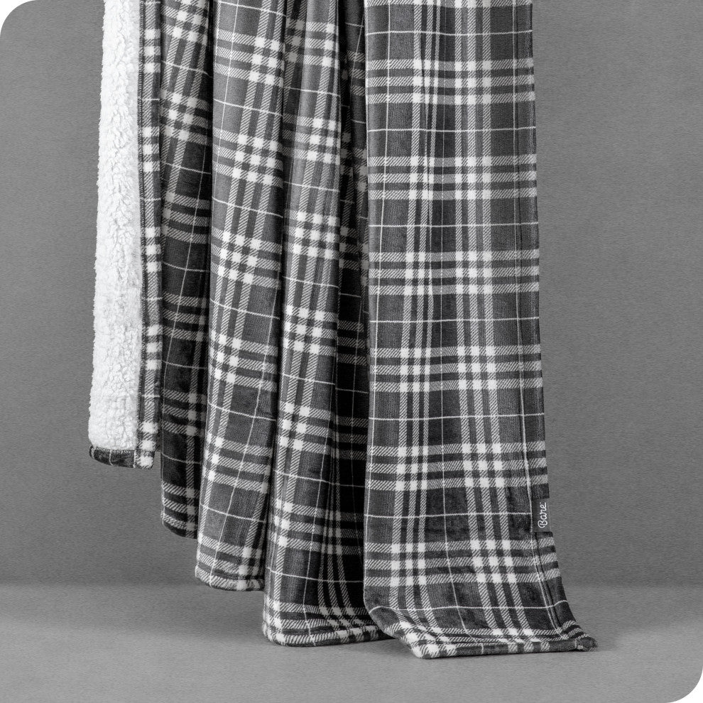 Fleece Sherpa Blanket, Stirling Plaid, Throw