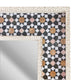 Geometric Tiled Print Distressed White Raised Lip Double Framed Accent Mirror