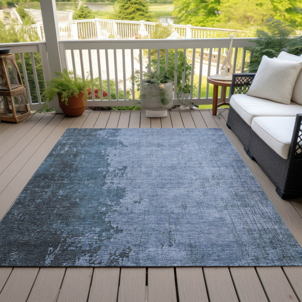 Machine Washable Indoor/Outdoor Chantille ACN1912 Blue 8' x 10' Rug