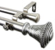 Urn 1" Double Curtain Rod, Black, Satin Nickel, 66"-120"