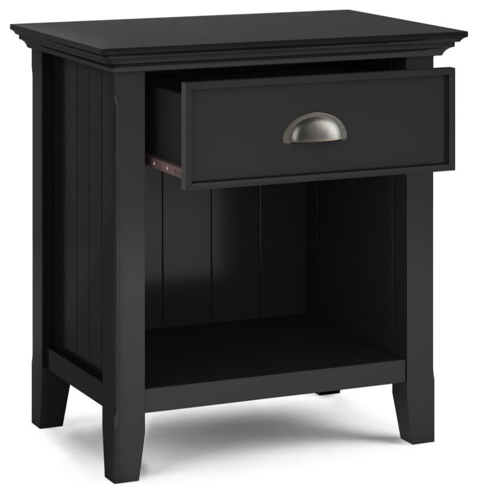 Acadian Solid Wood Bedside Table, Black