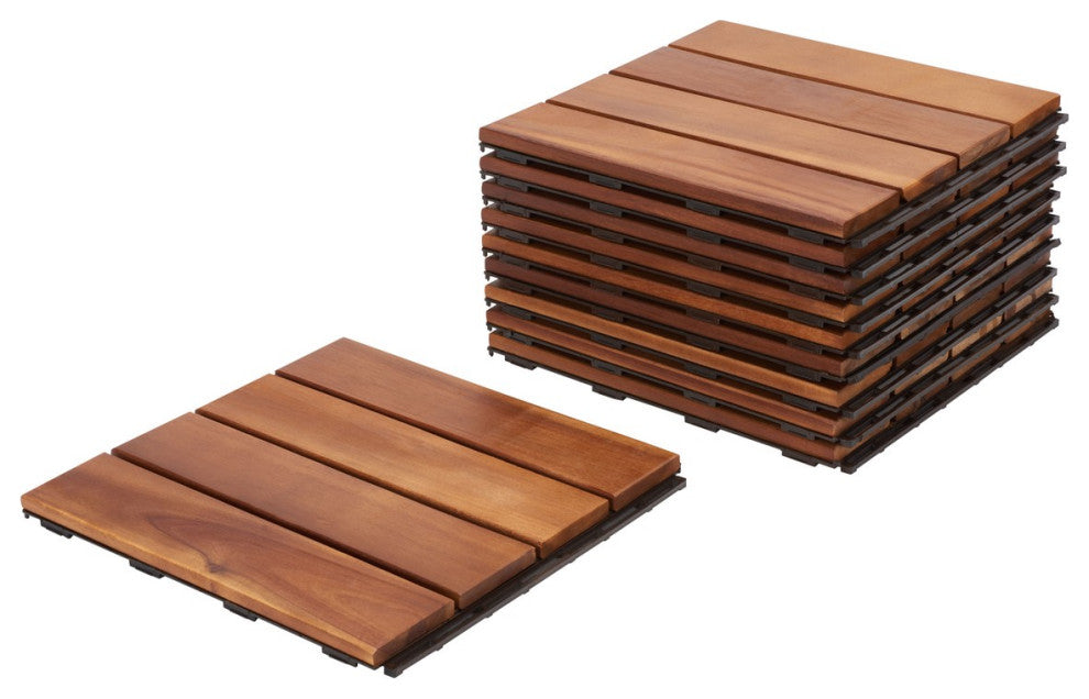Safavieh Outdoor Phuket Wooden Floor Tile- 4 Slats-Acacia Natural