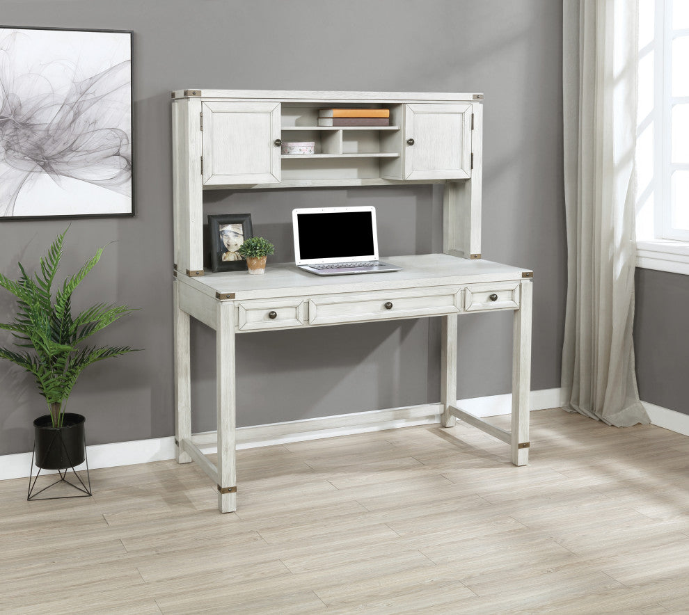 Baton Rouge Desk With Hutch, Champagne Oak