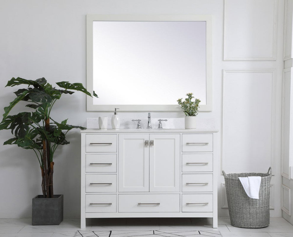 Iris 48" Single Bathroom Vanity, White With Backsplash