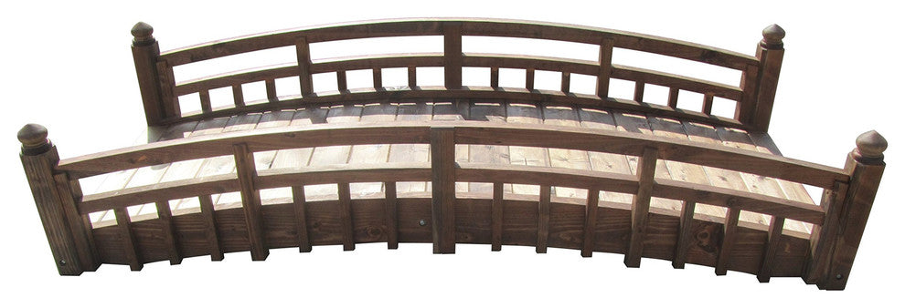 SamsGazebos Japanese Taiko Wood Garden Bridge With Finials 8 foot