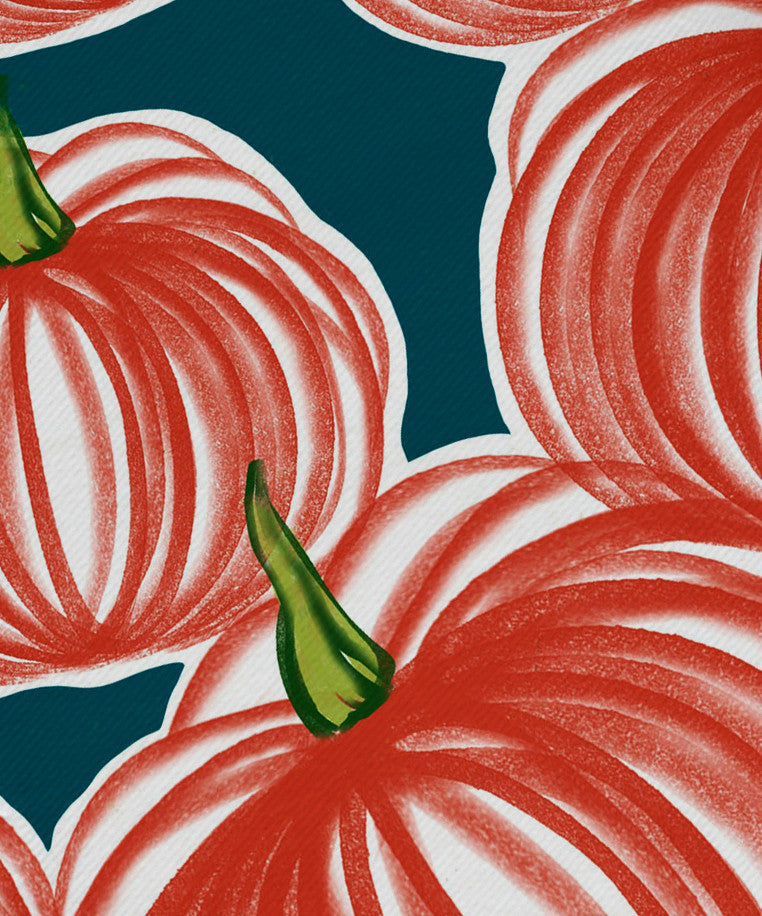 Pumpkins-A-Plenty, Print Napkin, Set of 4, Teal