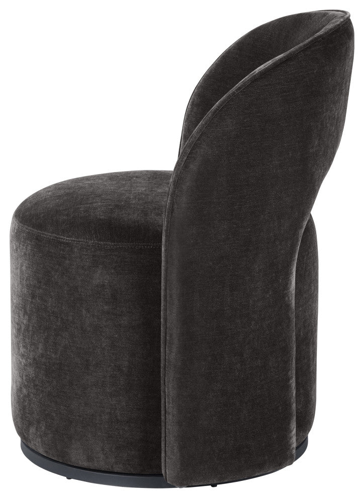 Harjo Velvet Upholstered Swivel Accent Chair Charcoal Grey