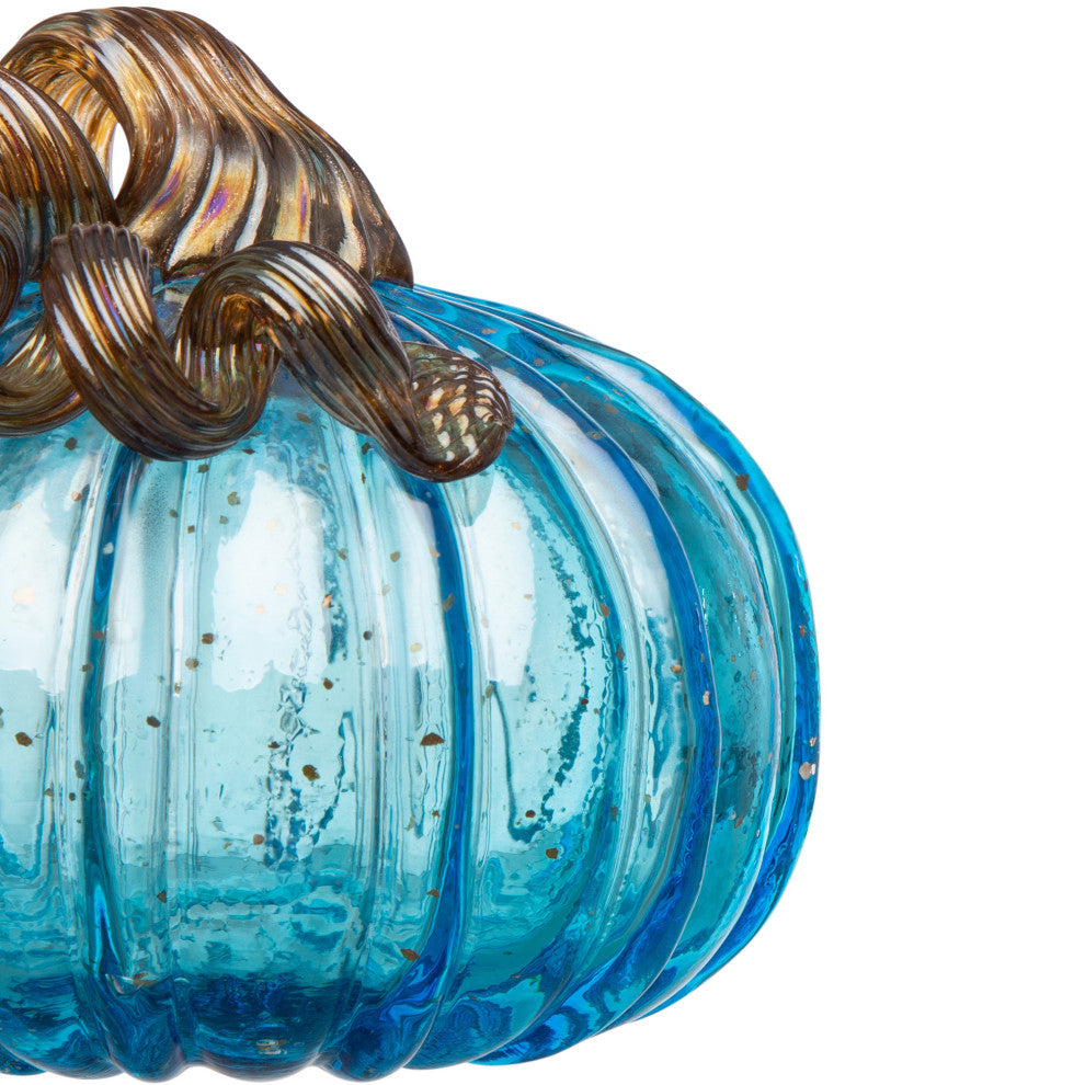 Set of 3, Blue Glass Pumpkin