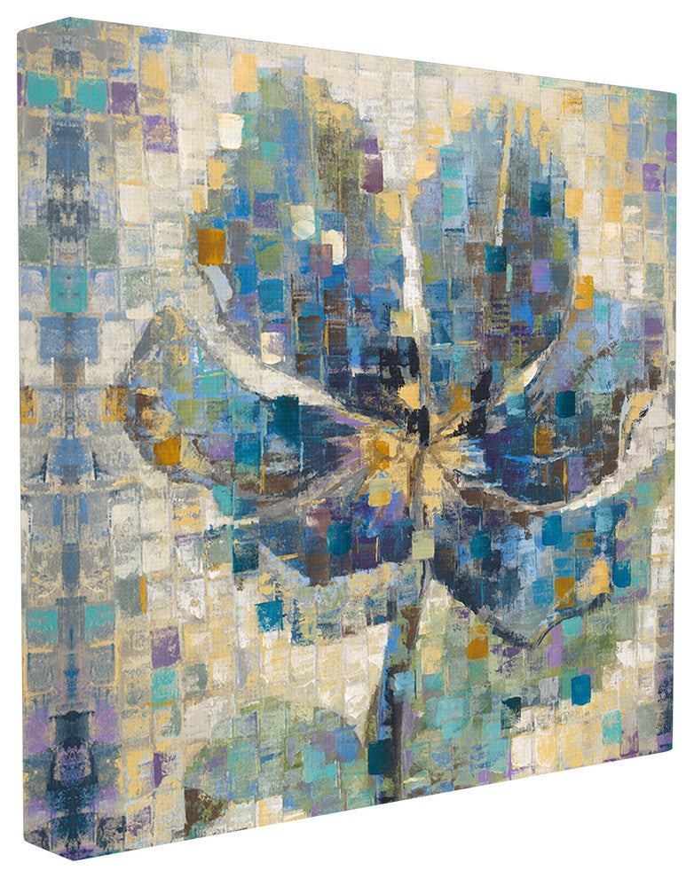 Magnolia Grid Squares Stretched Canvas Wall Art, 17x17