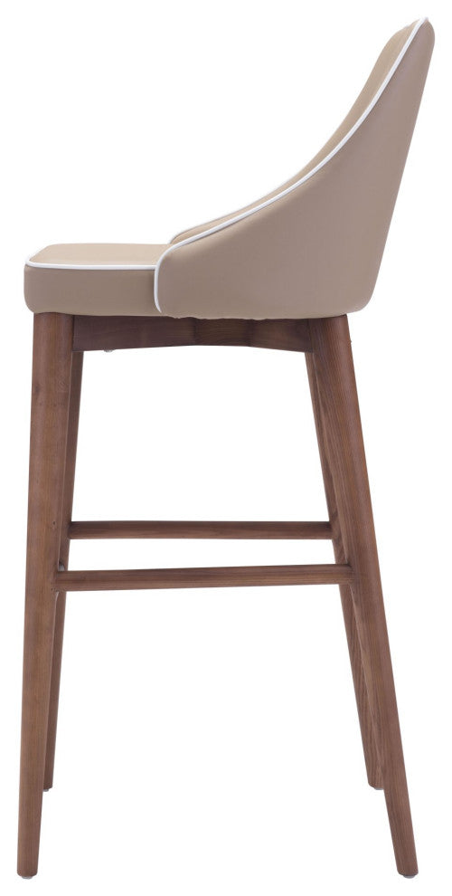 Bar Stool Chair Barstool, Fabric, Wood, Beige, Brown, Bar Kitchen Cafe Bistro