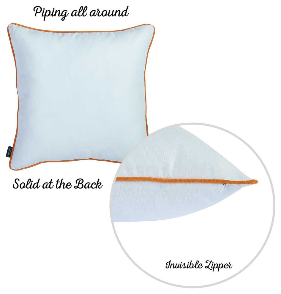 18" Orange and White Throw Pillow Cover