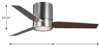 Braden 44" Reversible Walnut/Silver 3-Blade LED Indoor Hugger Ceiling Fan