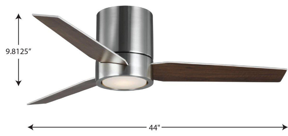 Braden 44" Reversible Walnut/Silver 3-Blade LED Indoor Hugger Ceiling Fan