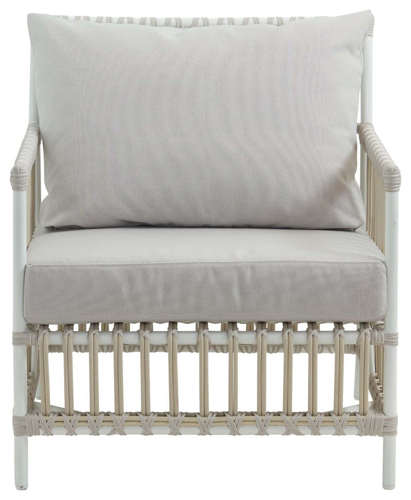 Caroline Exterior Lounge Chair, Dove White, Sunbrella Sailcloth Seagull Seat and Back Cushions