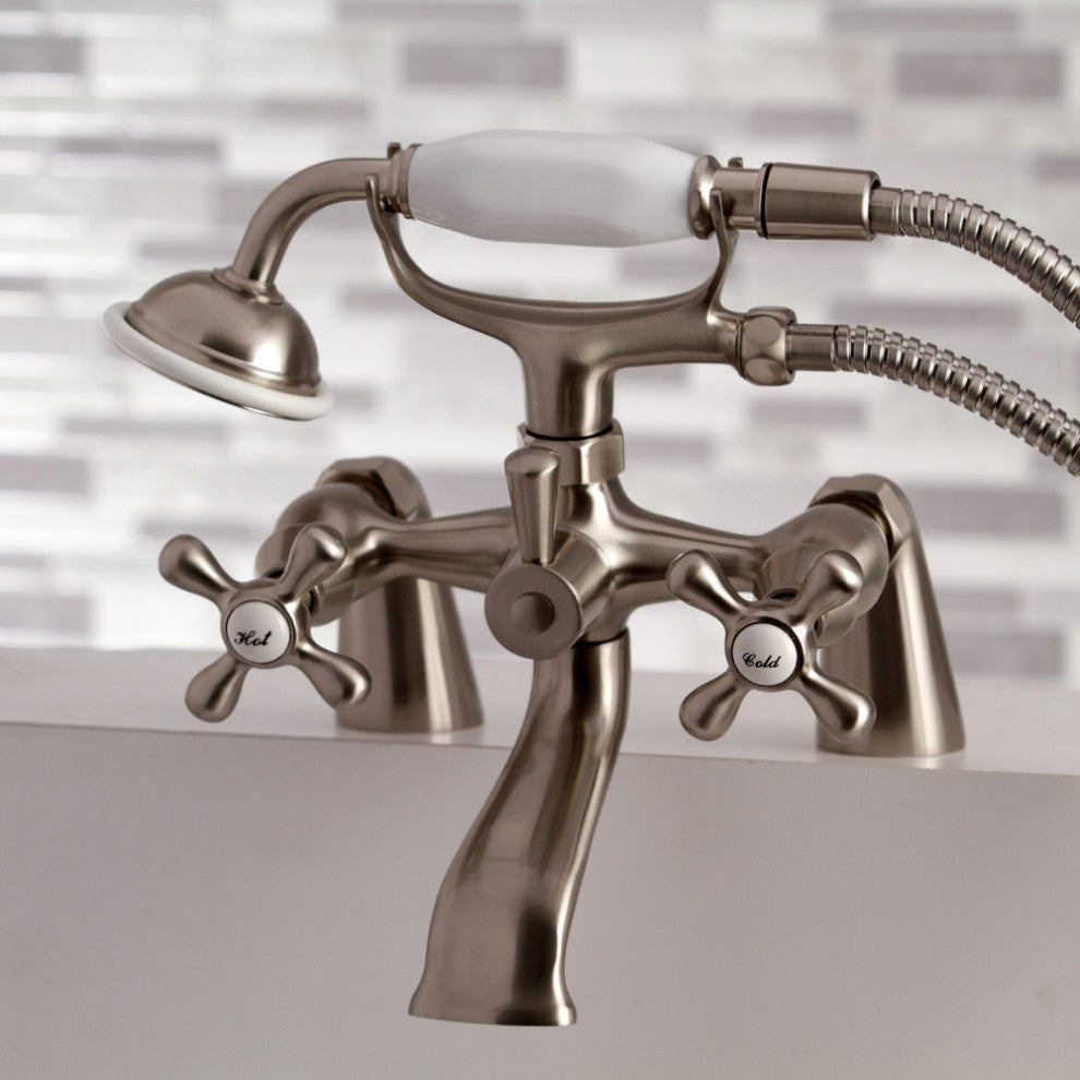 Kingston Brass Clawfoot Tub Faucet With Hand Shower, Brushed Nickel