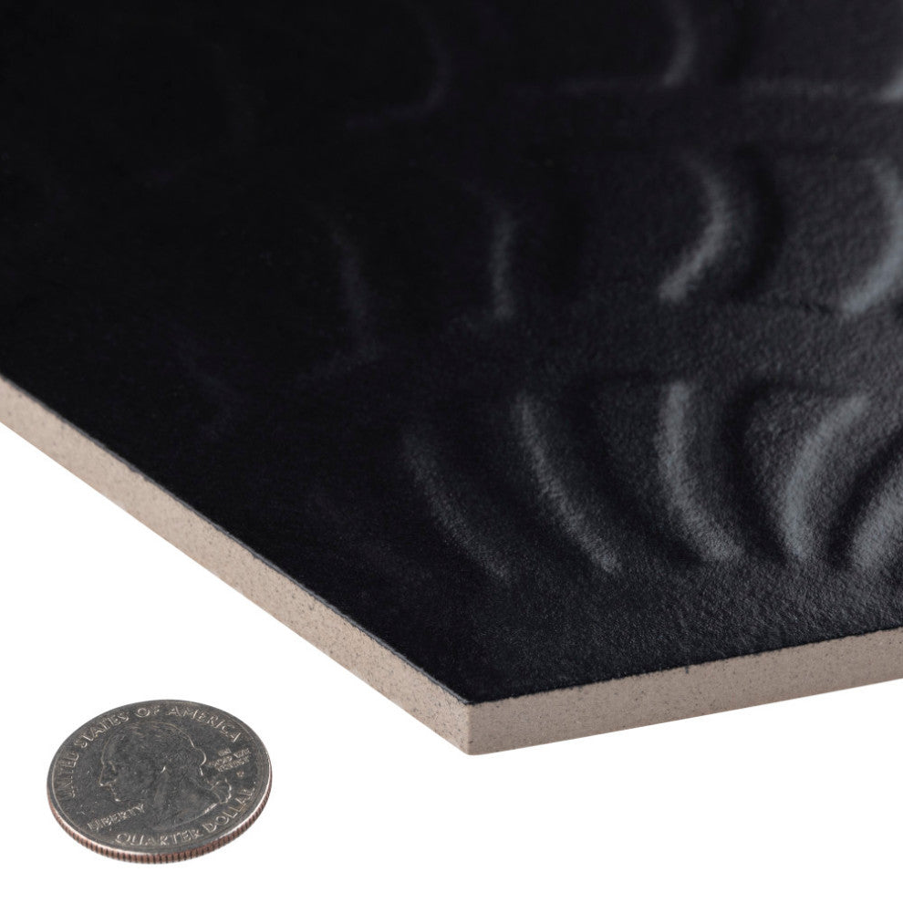 Gaudi Grand Hex Black Porcelain Floor and Wall Tile