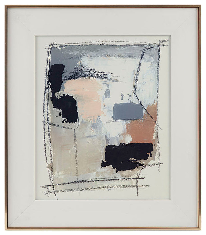 Madison Park Abstract Framed Wall Art Decor With Sketch Accent