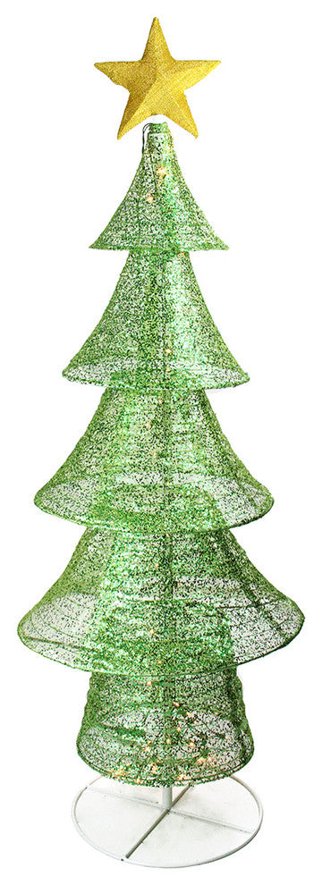 61" Pre-Lit Green Glittered Christmas Tree Decoration