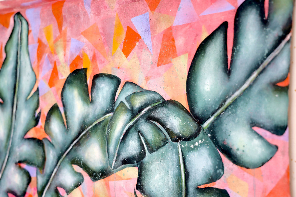 Wall tapestry, tapesrty wall hanging, banana leaf art, tropical art, botanical