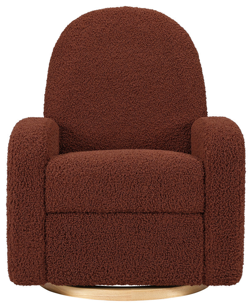 Nami Electronic Recliner and Swivel Glider Recliner, Boucle With USB port, Rouge Teddy Loop With Light Wood Base