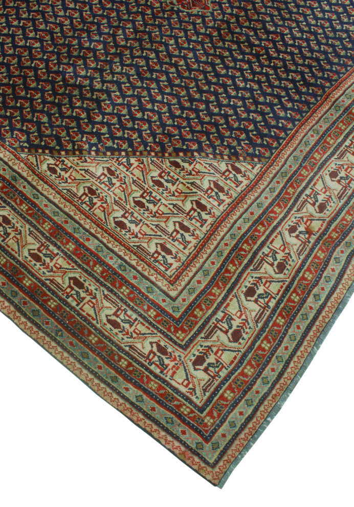 Fine Vintage Distressed Rachael Navy/Beige Rug, 7'2x10'0