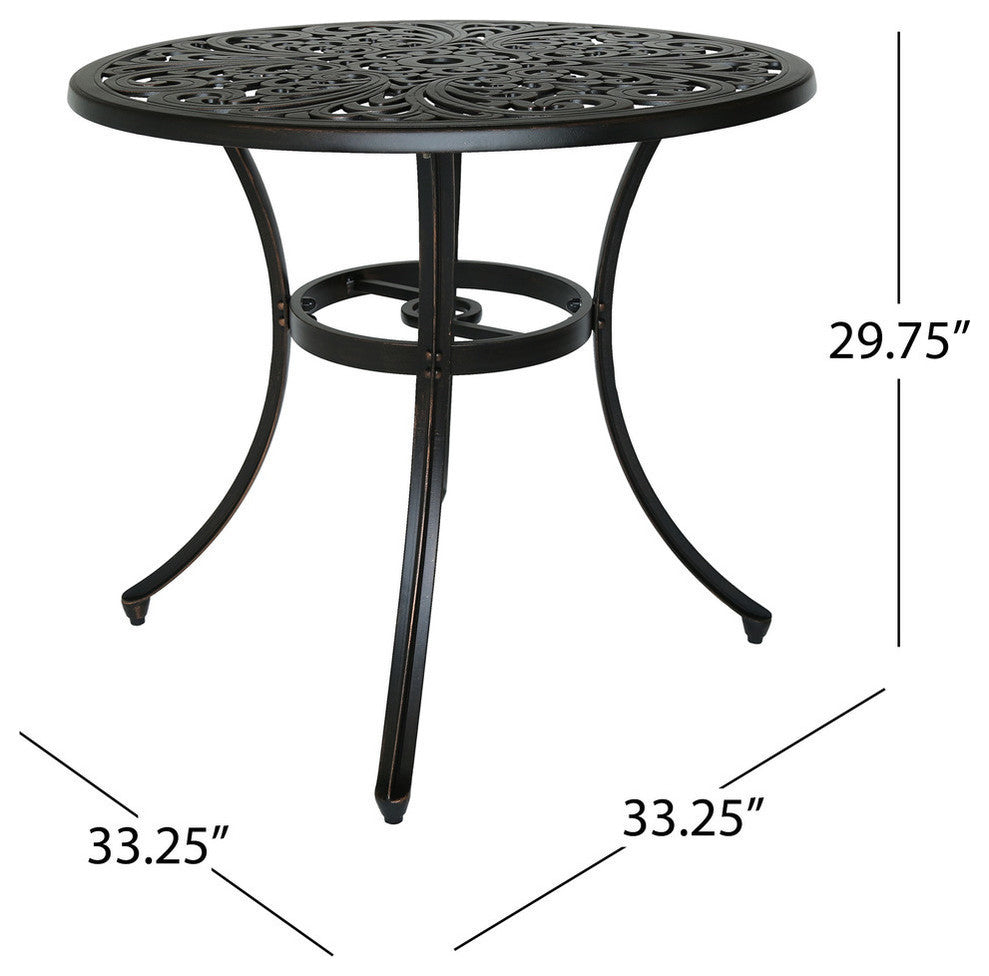GDF Studio 5-Piece Zona Outdoor Cast Aluminum Dining Set, Shiny Copper