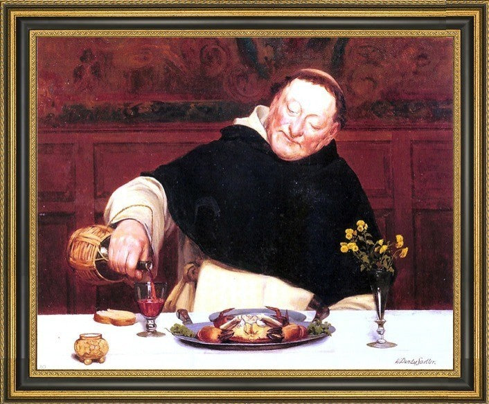 Walter Dendy Sadler the Monk's Repast Framed Premium Canvas Print, 20"x25"