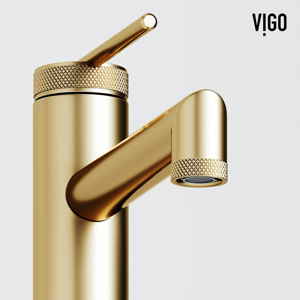 VIGO Sterling 11" H Single Handle Single Hole Bathroom Vessel Faucet, Matte Brushed Gold