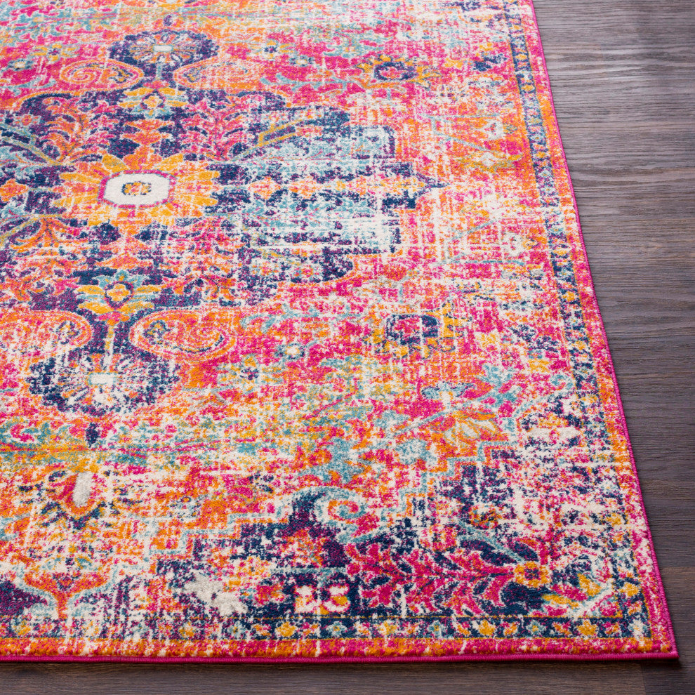 Harput Updated Traditional White, Saffron Area Rug, 2'7"x7'3" Runner
