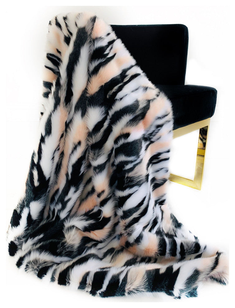 Plutus Fancy Faux Fur Luxury Throw Blanket, 108"x90"