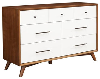 Home Square 3 Piece Set with Two Tone Wood Nightstand and Dresser in Acorn-White