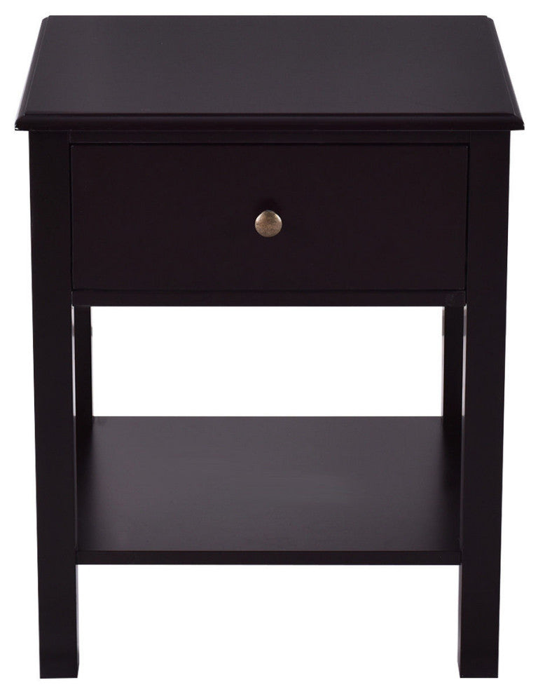 Costway End Table Nightstand Storage Display Furniture Shelf Beside Brown