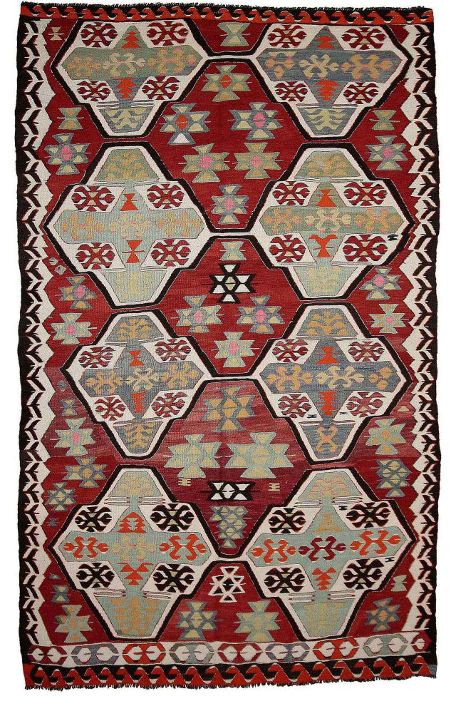 Red Vintage Mut Kilim Rug 5' 1" x 9', 61 in. x 108 in.