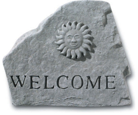 "Welcome" Garden Stone With Sun Accent