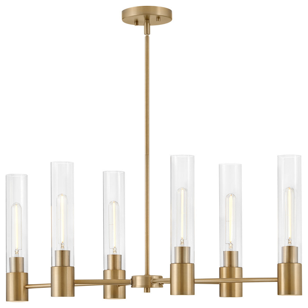 Lark Shea Small Linear Chandelier, Lacquered Brass