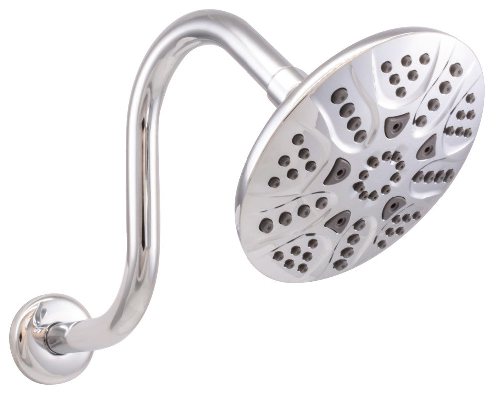 8" S-Shaped Shower Arm And Flange In Polished Chrome