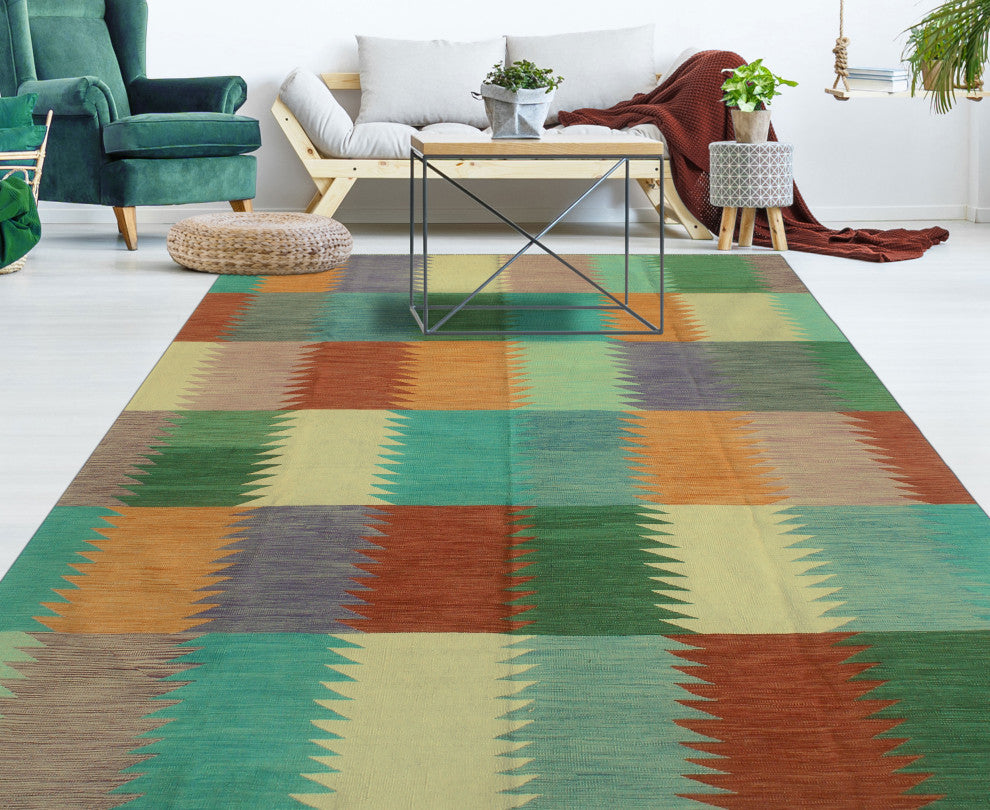 Winchester Kilim Clay Rust/Blue Rug, 7'11x9'8