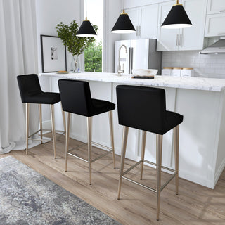 Maxwell Genuine Leather Bar Stool, Black