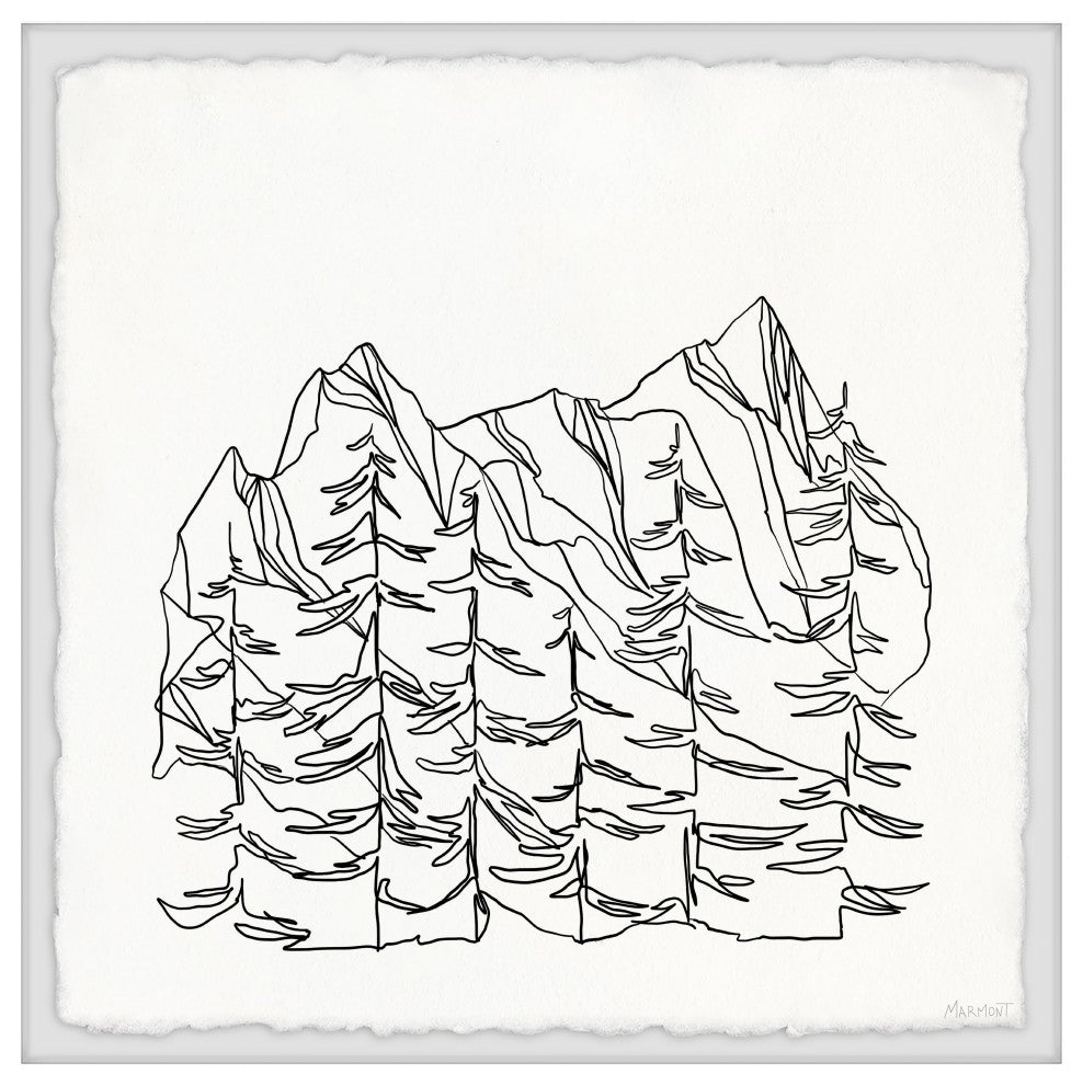 "Mountains Outline" Framed Painting Print, 24x24