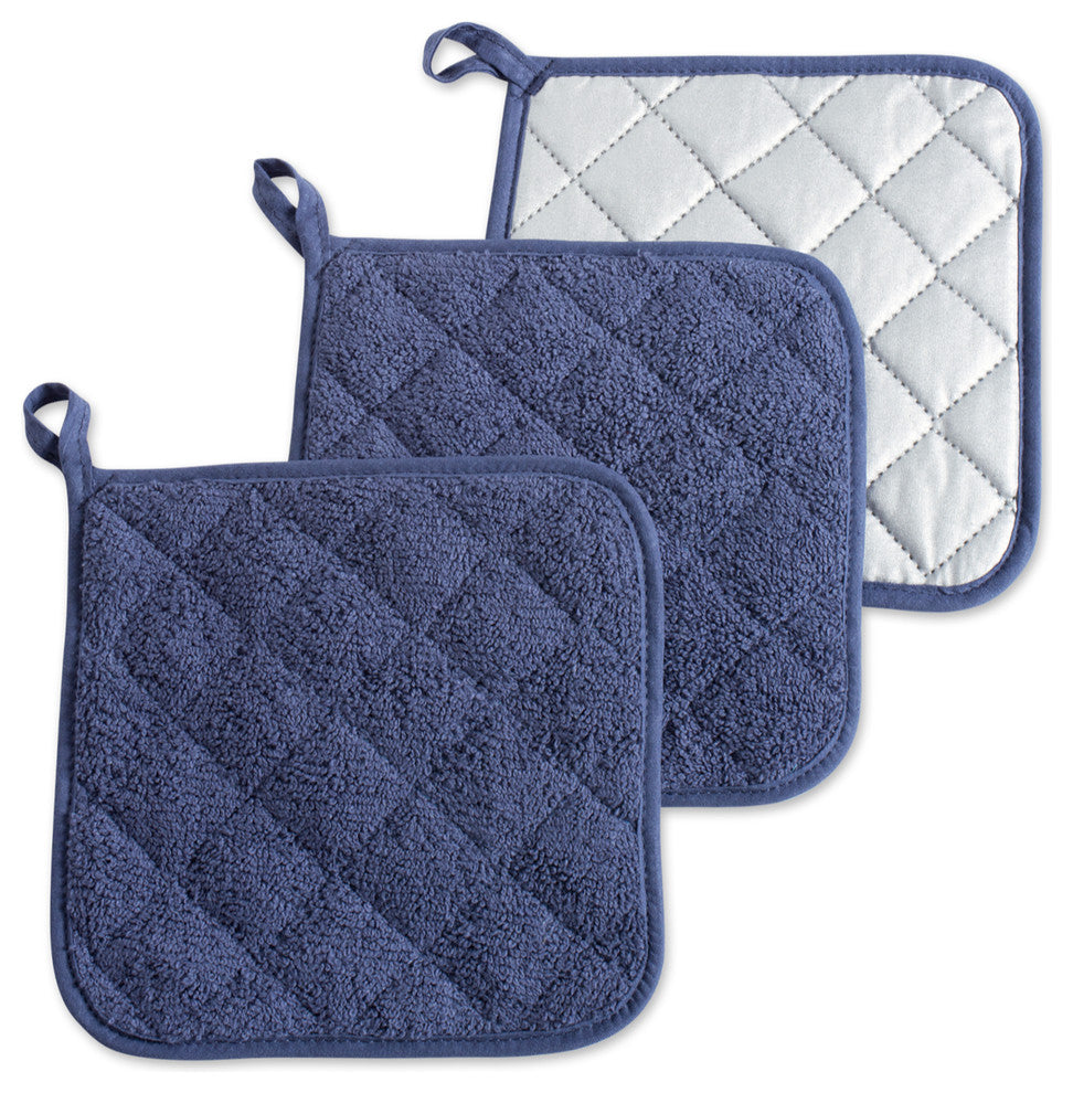 DII French Blue Terry Pot Holder, Set of 3