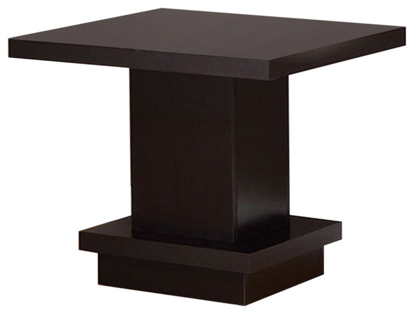 Benzara BM184934 Contemporary End Table With Pedestal Base, Cappuccino Brown
