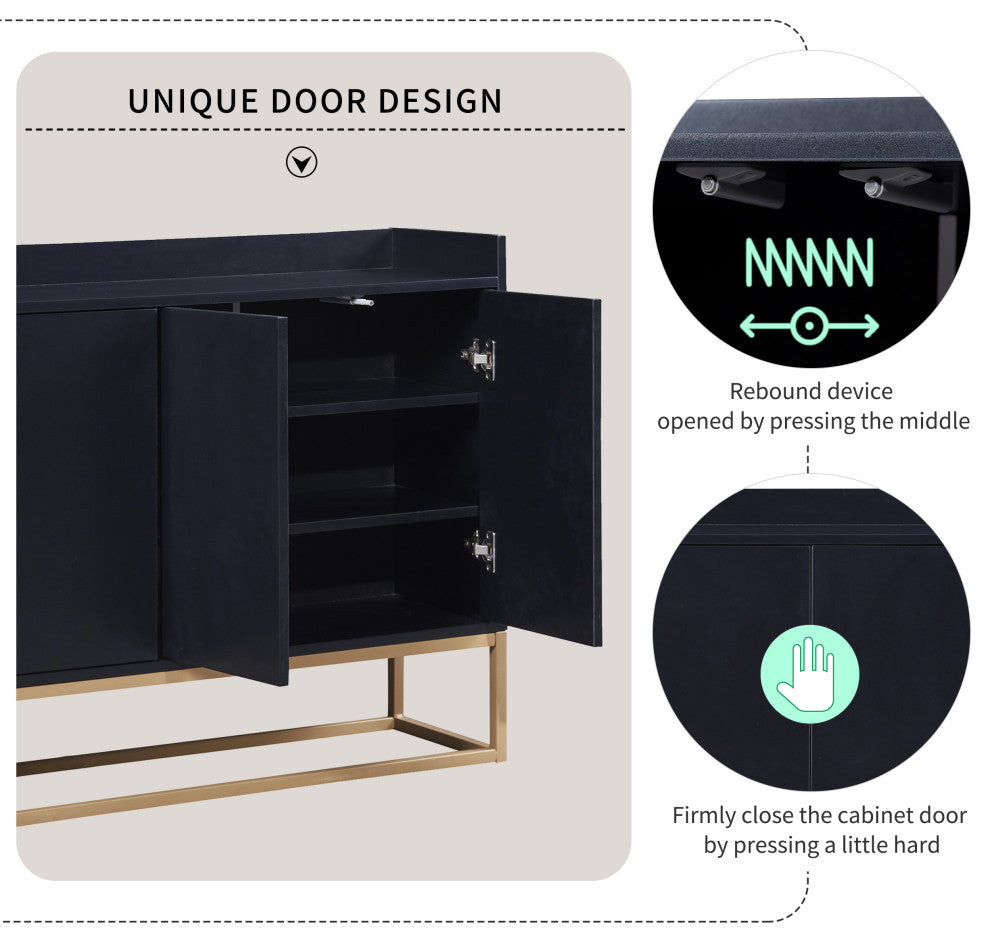 TATEUS 47" Modern Sideboard Buffet Cabinet For Dining Room Kitchen, Black