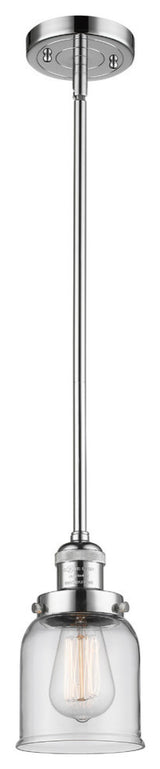 1-Light Small Bell 5" Pendant, Polished Chrome, Glass: Clear