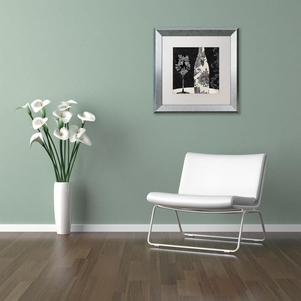 Color Bakery 'Vin Elegant I' Art, Silver Frame, White Matte, 16"x16"