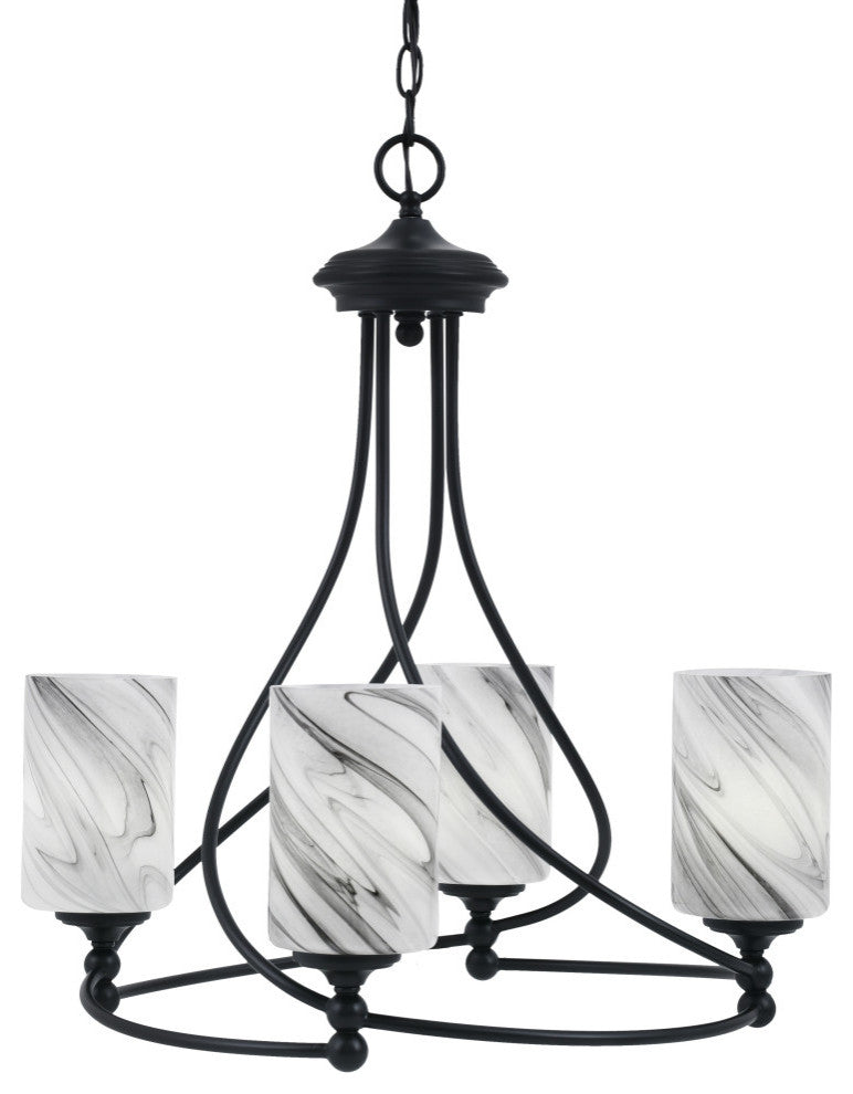 Capri 4-Light Chandelier, Matte Black/Onyx Swirl