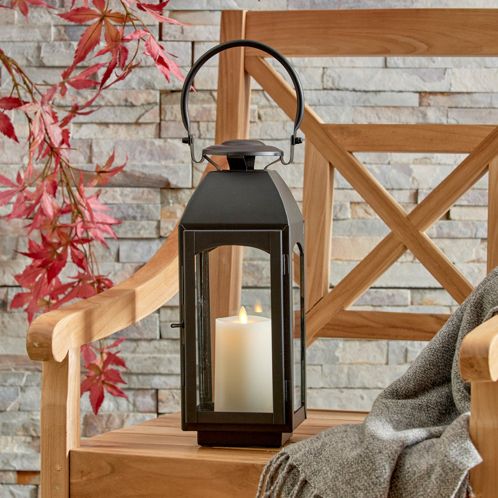 Antoinne Outdoor Lantern, Small, Black, 6.5x6.5x15.75