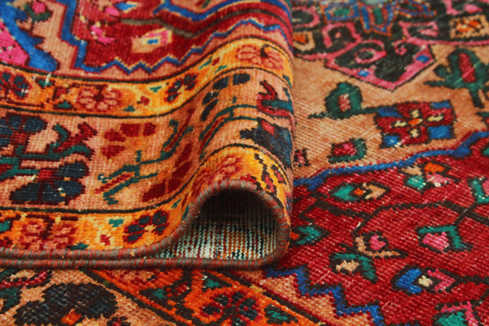 Vintage Distressed Wali Red/Beige Rug, 5'0 x 9'10