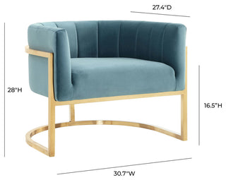 TOV Furniture Magnolia Sea Blue Chair with Gold Base